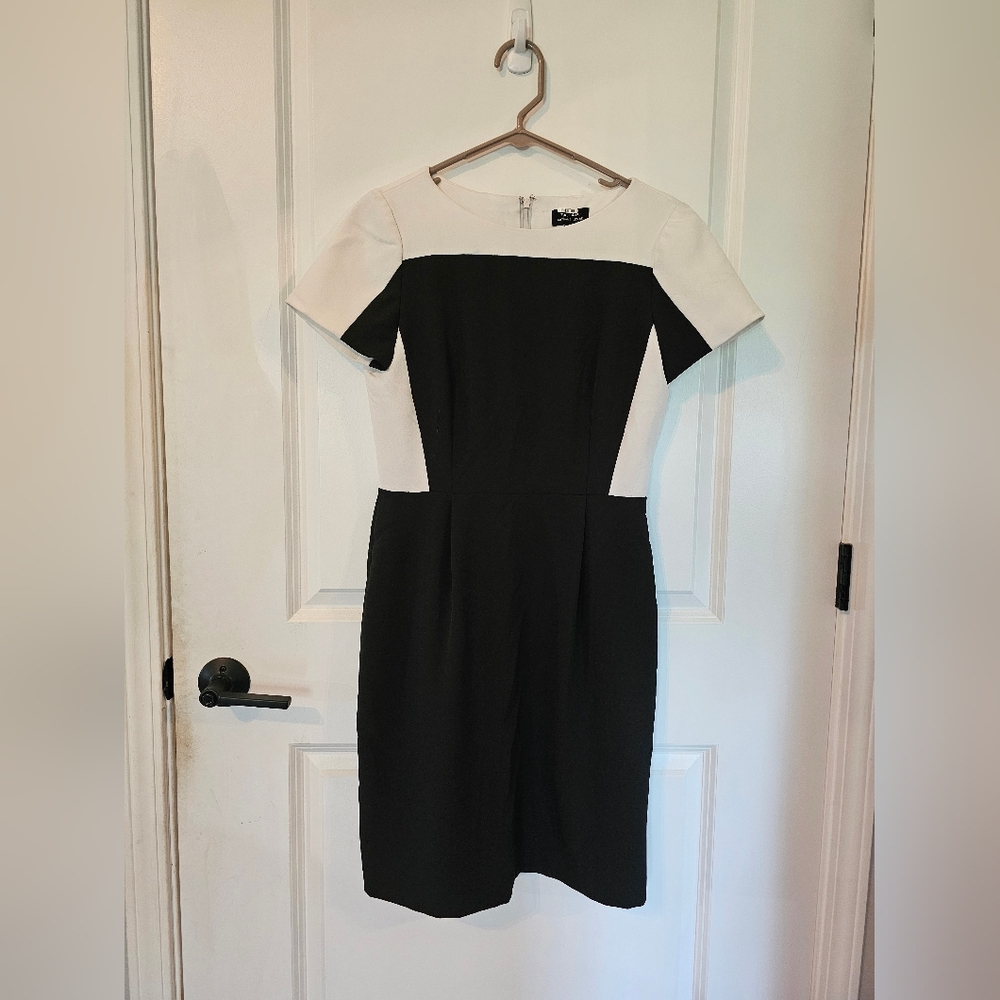 Tahari Black and White Midi Dress
